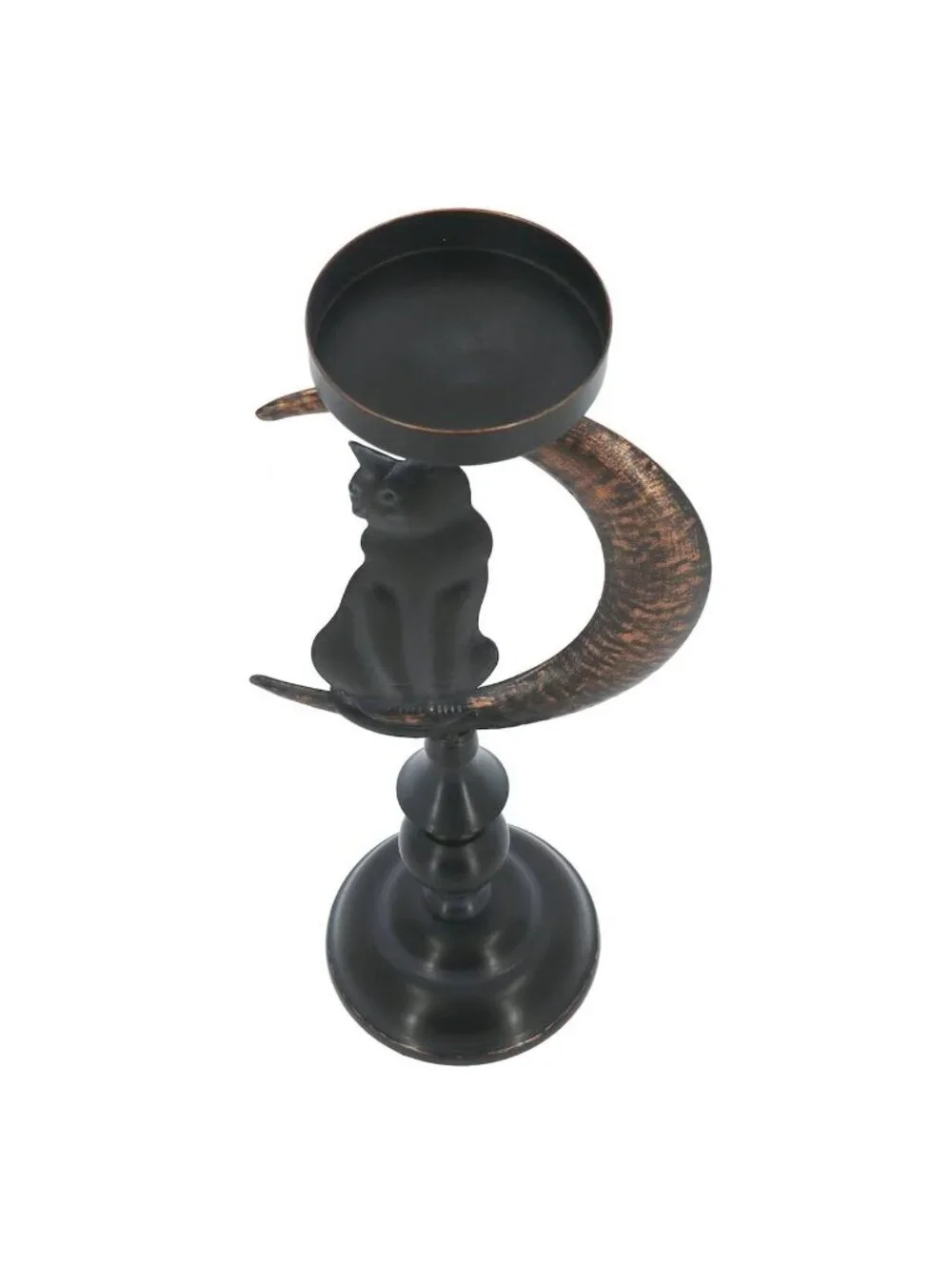 NWT Eerie Black Cat Moon Goth Pillar Candle Holder Halloween Ashland Home Decor
